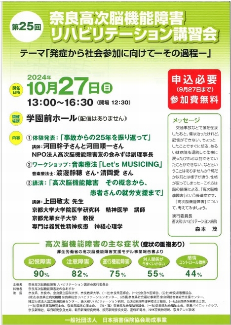 2024/10/27「奈良高次脳機能障害リハビリテーション」講習会